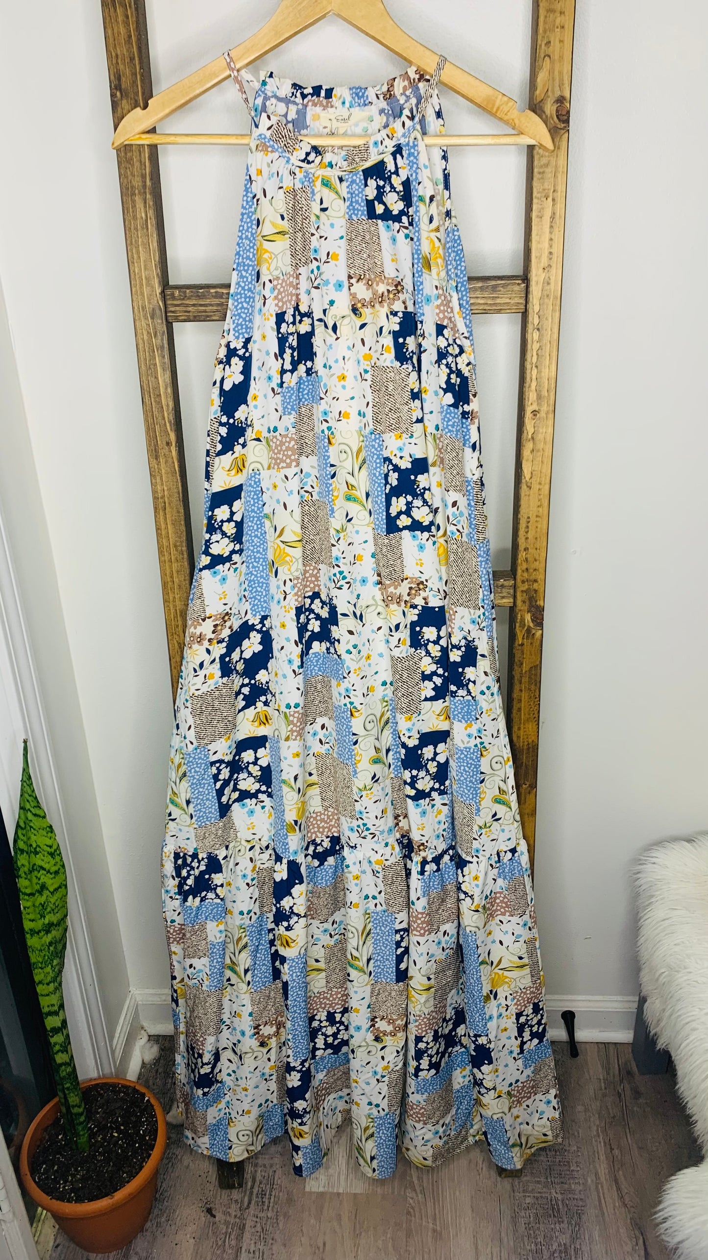 Easel Patchwork Maxi Dress S