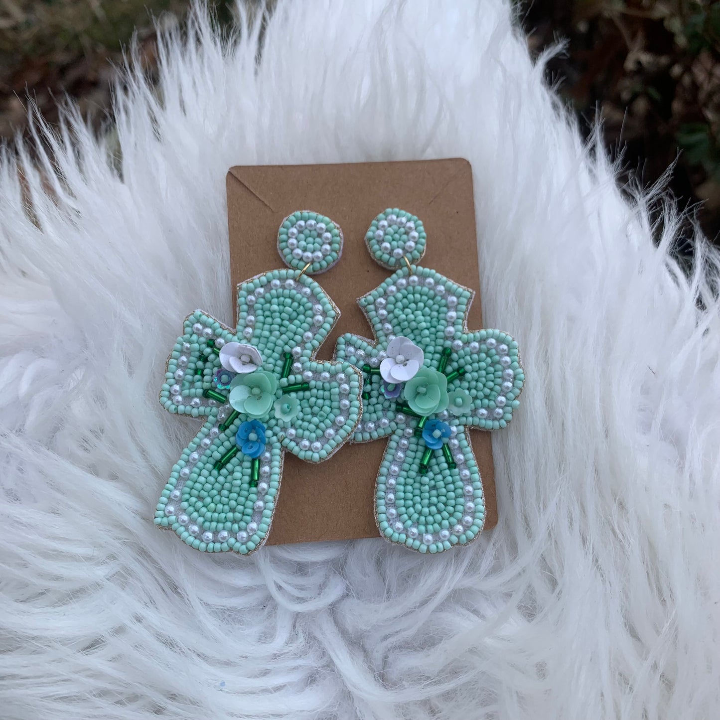 Mint Beaded across Earrings