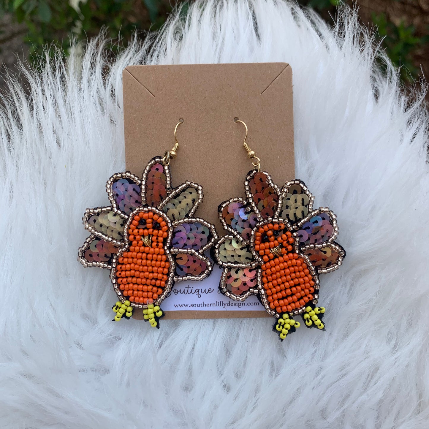 Orange Turkey Beaded Earrings