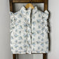 Blue Floral Ruffle Sleeve Puffer Vest