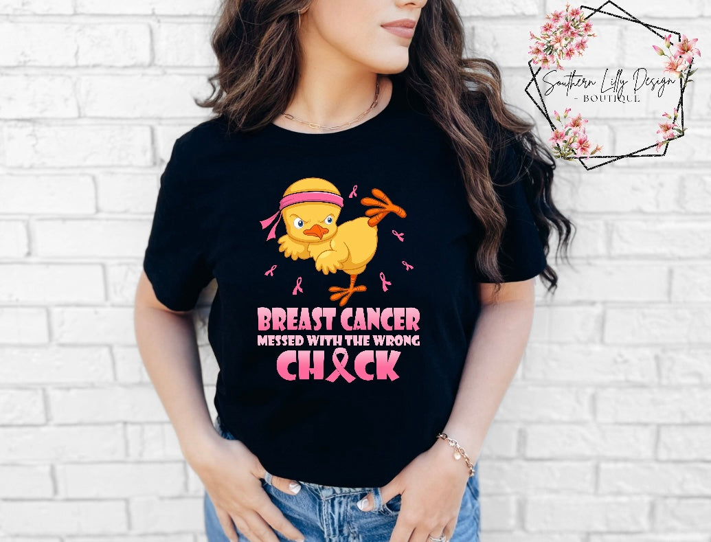 Breast Cancer Messed with the Wrong Chick Comfort Colors T-Shirt