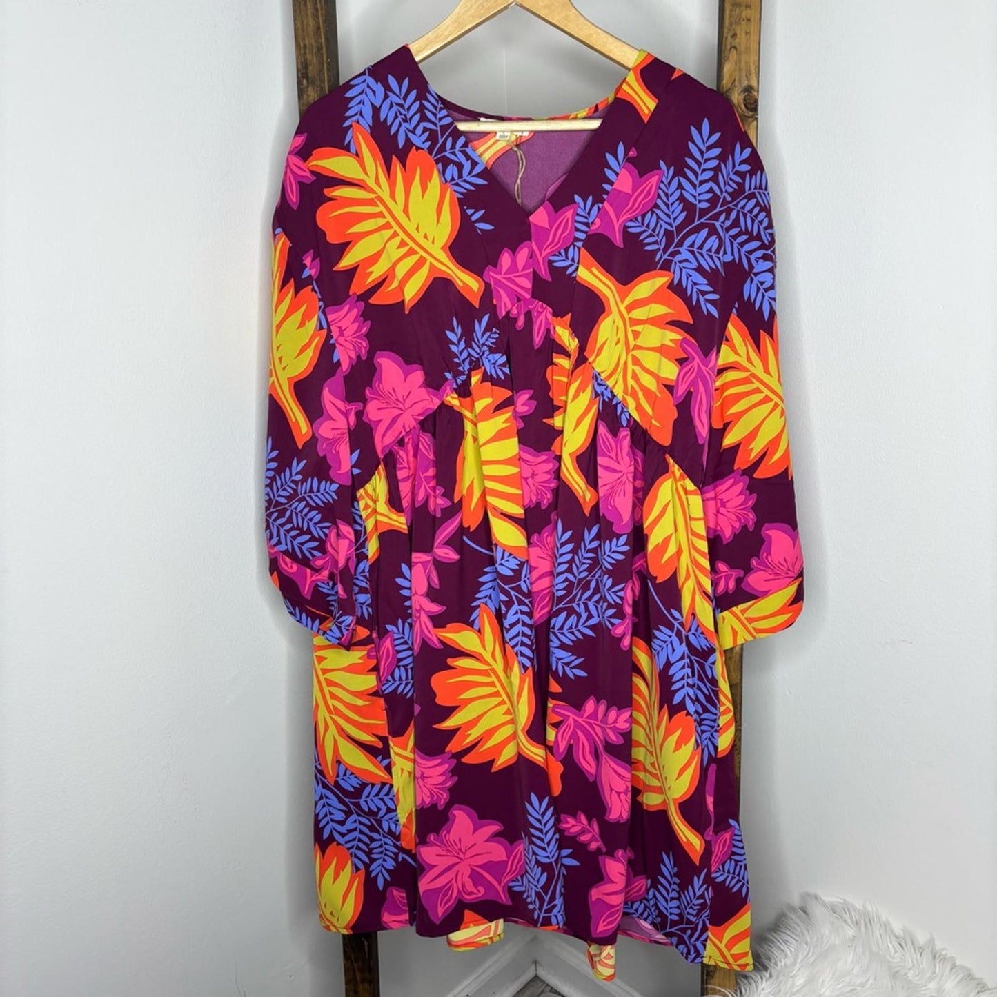 Easel Floral V-Neck Flowy Dress
