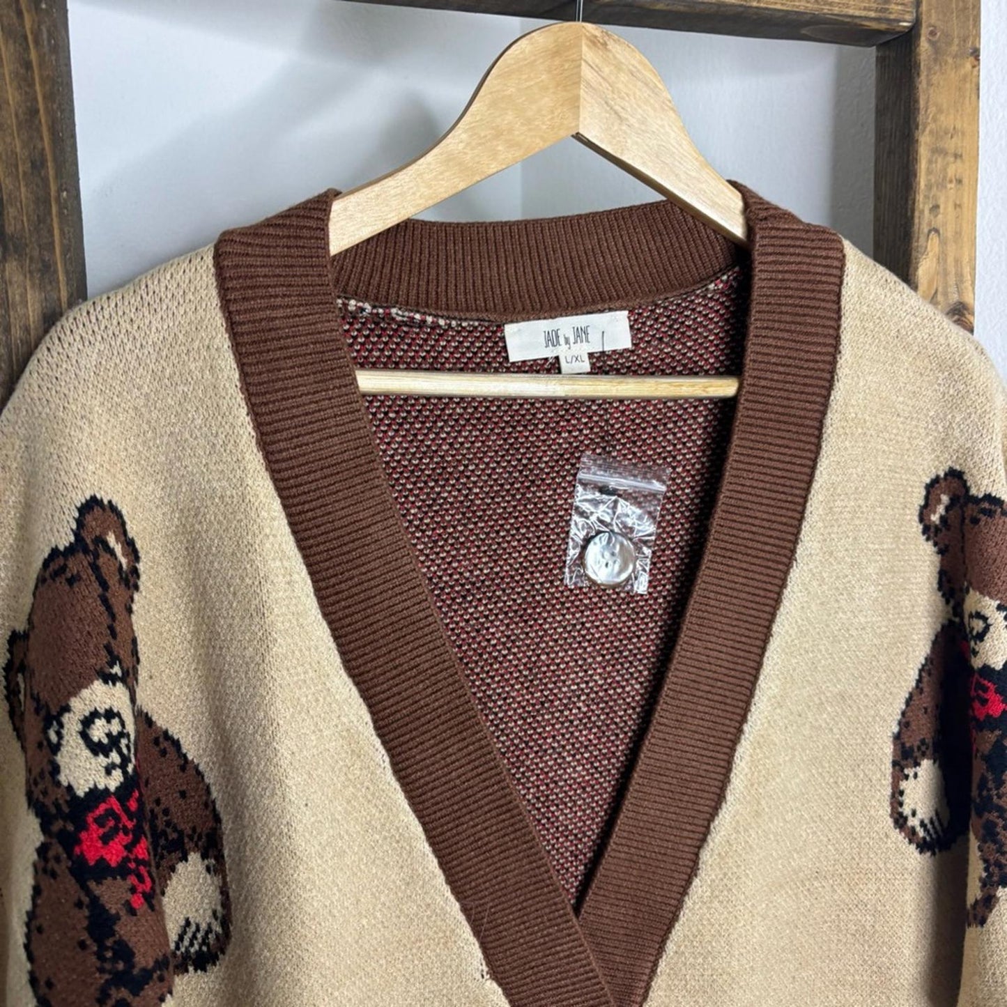 Teddy Bear Cardigan Cozy Neutral Button-Up Sweater for Fall & Winter