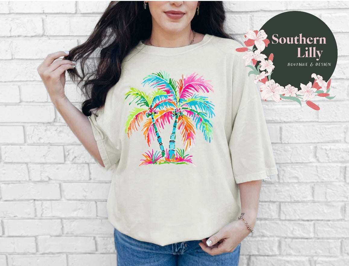 Colorful Palm Tree Comfort Colors T-Shirt