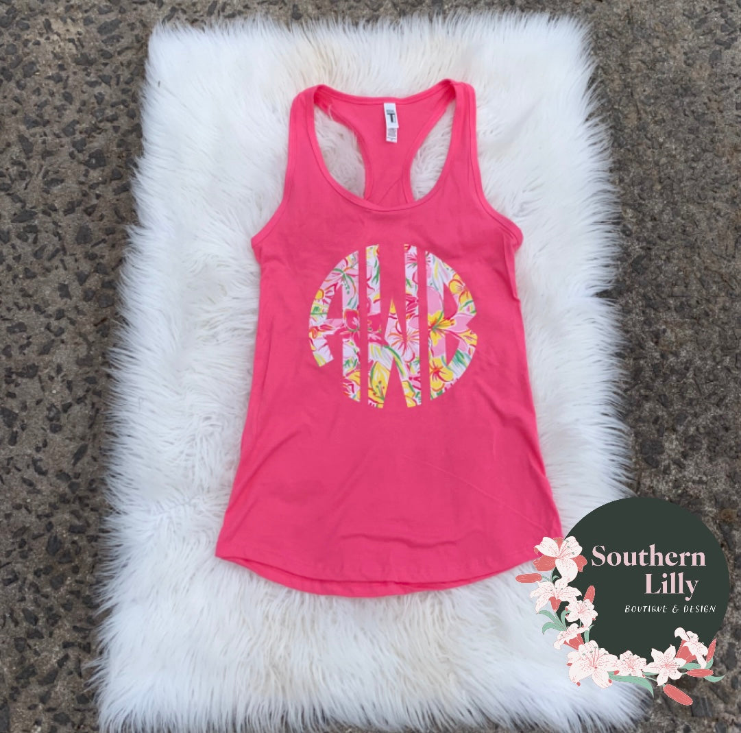 Preppy Inspired Monogram Initials Next Level Tank Top