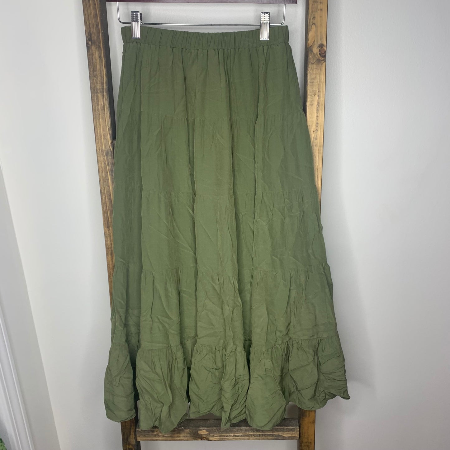 Easel Olive Green Midi Skirt S