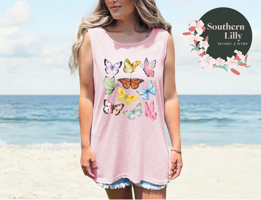 Butterflies Collage Comfort Colors Tank Top