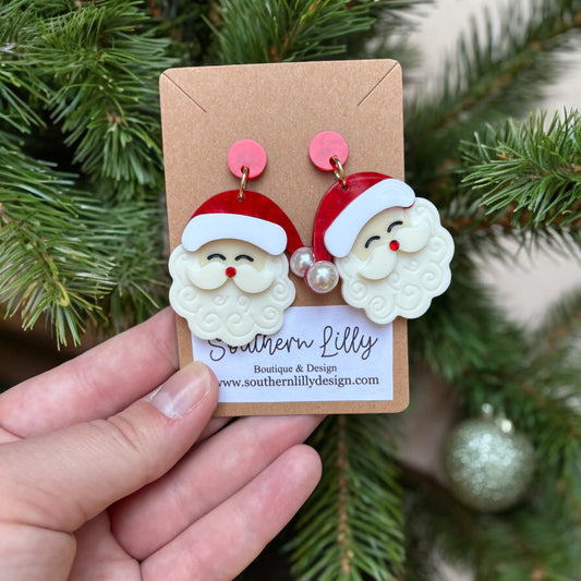 Santa Claus Face Red Earrings