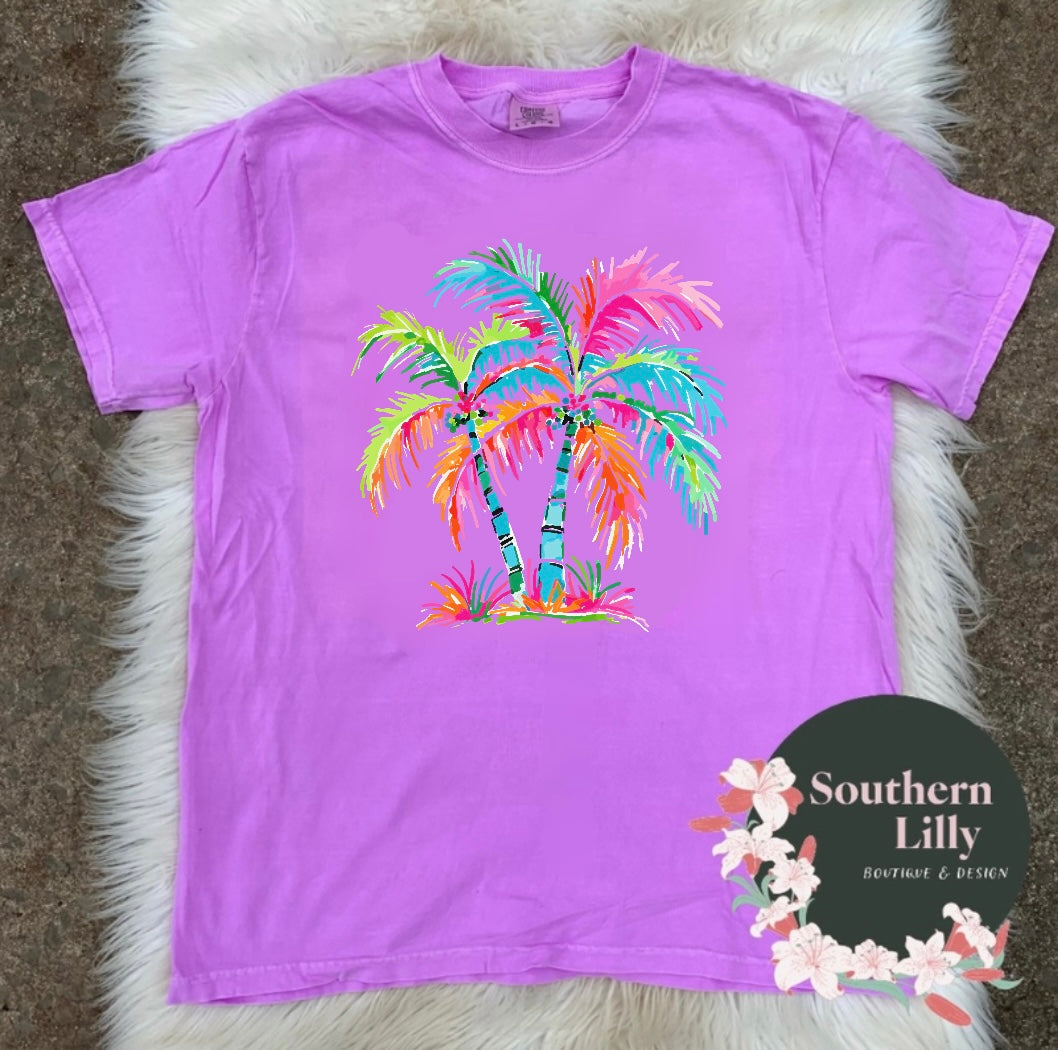 Colorful Palm Tree Comfort Colors T-Shirt