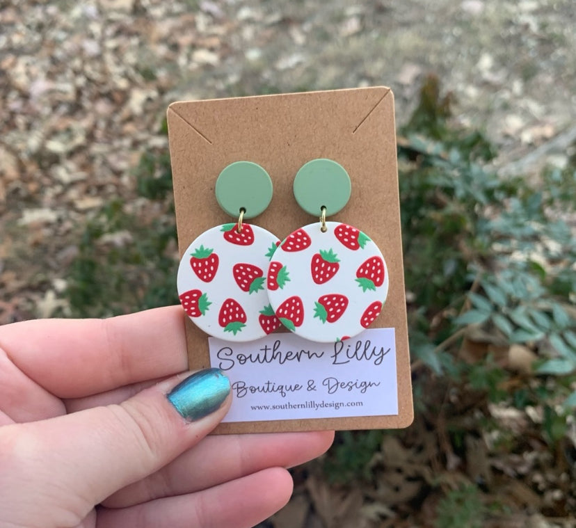 Strawberry Clay Earrings