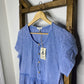 Easel Gauze Blue Button Down Top Dress S