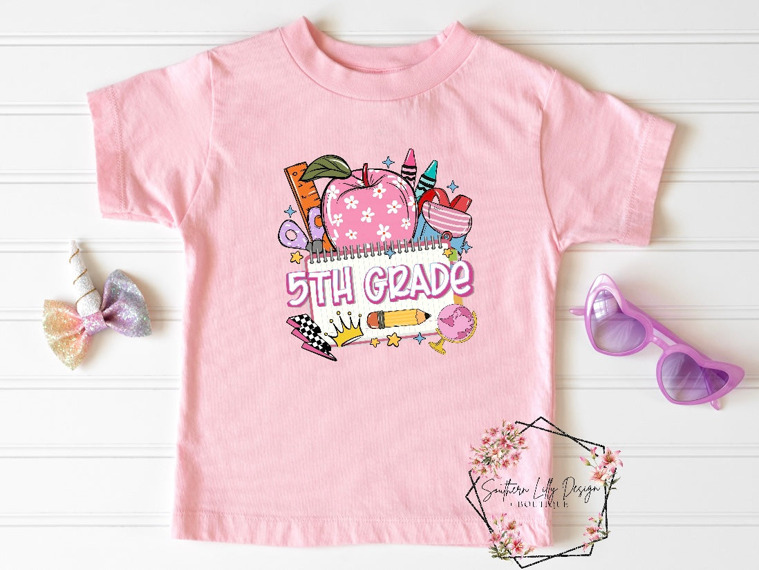 Back to School Grades Pre-K - 5th Grade Girl Tees