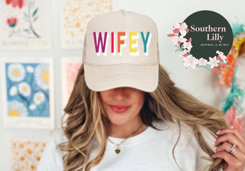 Wifey Block Font Otto Trucker Hat