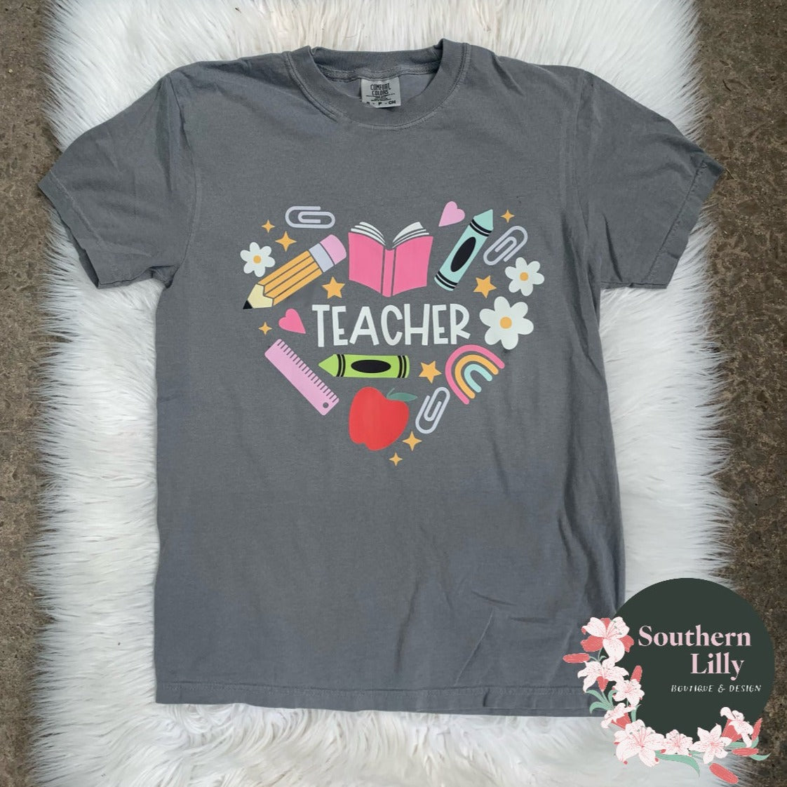 Teacher Heart Comfort Colors T-Shirt