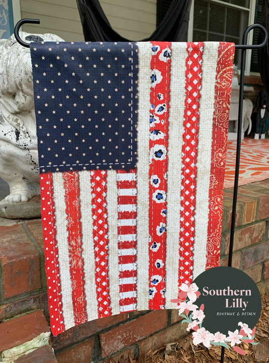 USA Patchwork Outdoor Garden Flag