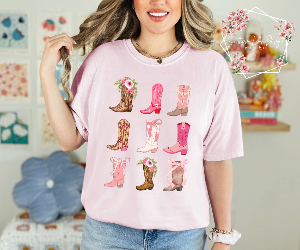 Western Cowgirl Boots Coquette Comfort Colors T-Shirt