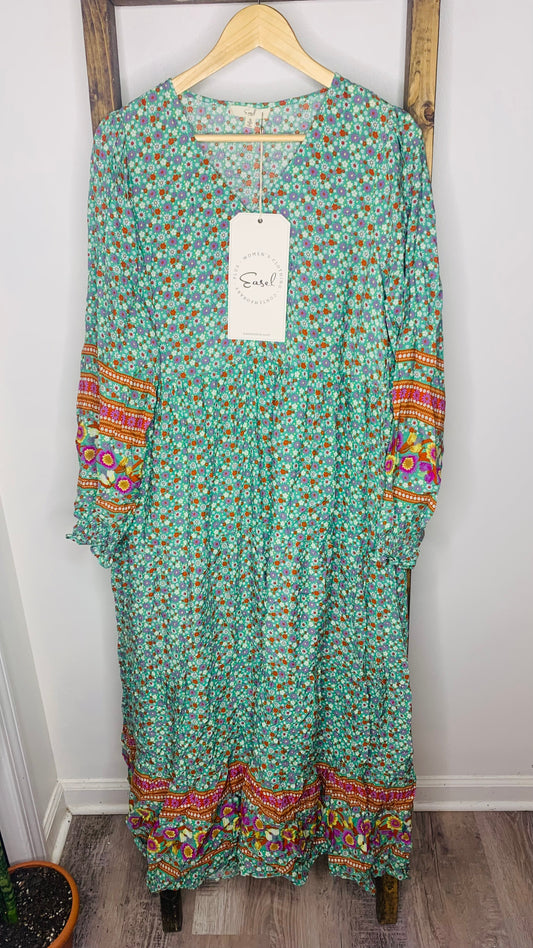 Easel Printed Boho Maxi Dress S