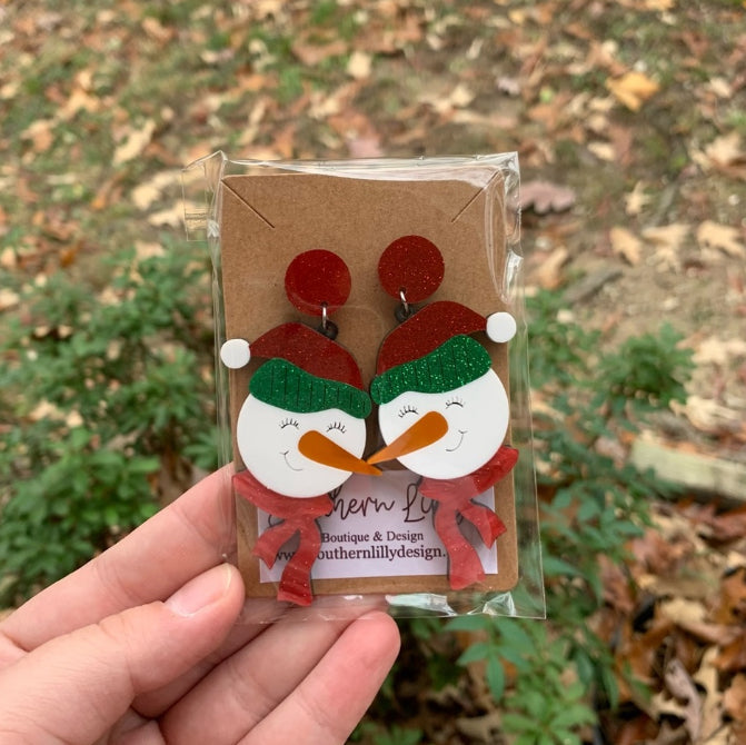 Snowman Christmas Earrings