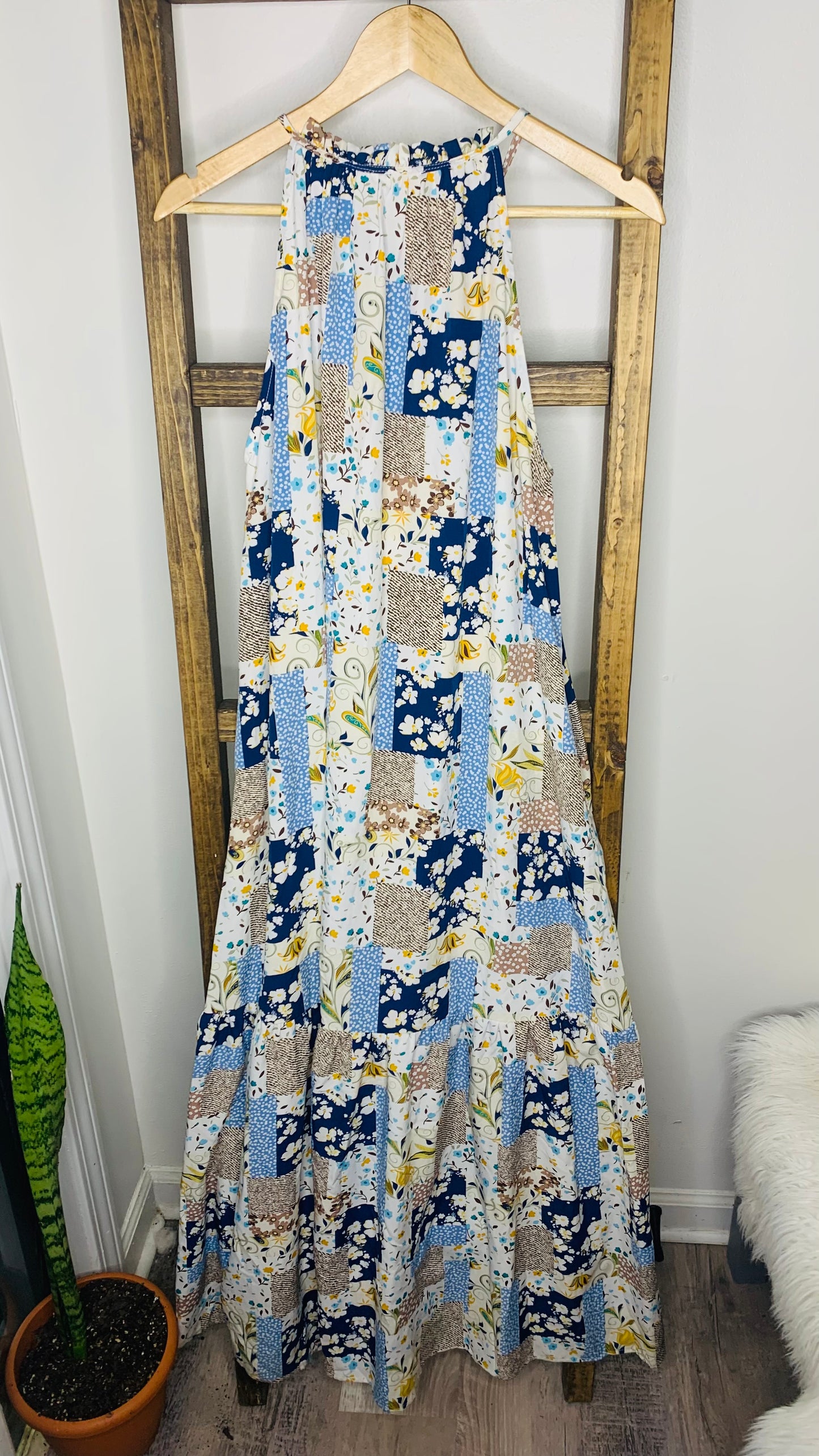 Easel Patchwork Maxi Dress S