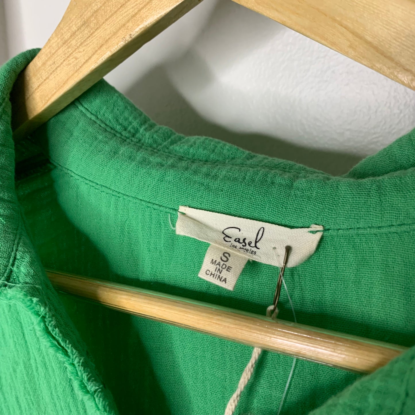 Easel Green Oversized Button Down Blouse S