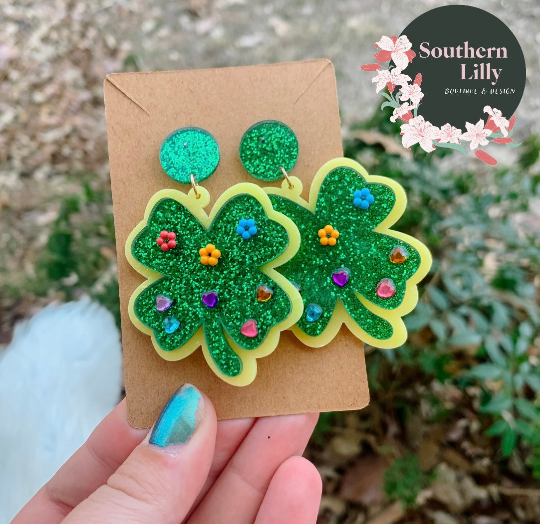 Shamrock Acrylic Earrings