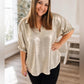 Jodifl Metallic Oversized V-Neck Short Sleeve Top in Gold