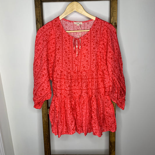 Easel Red Babydoll Blouse S