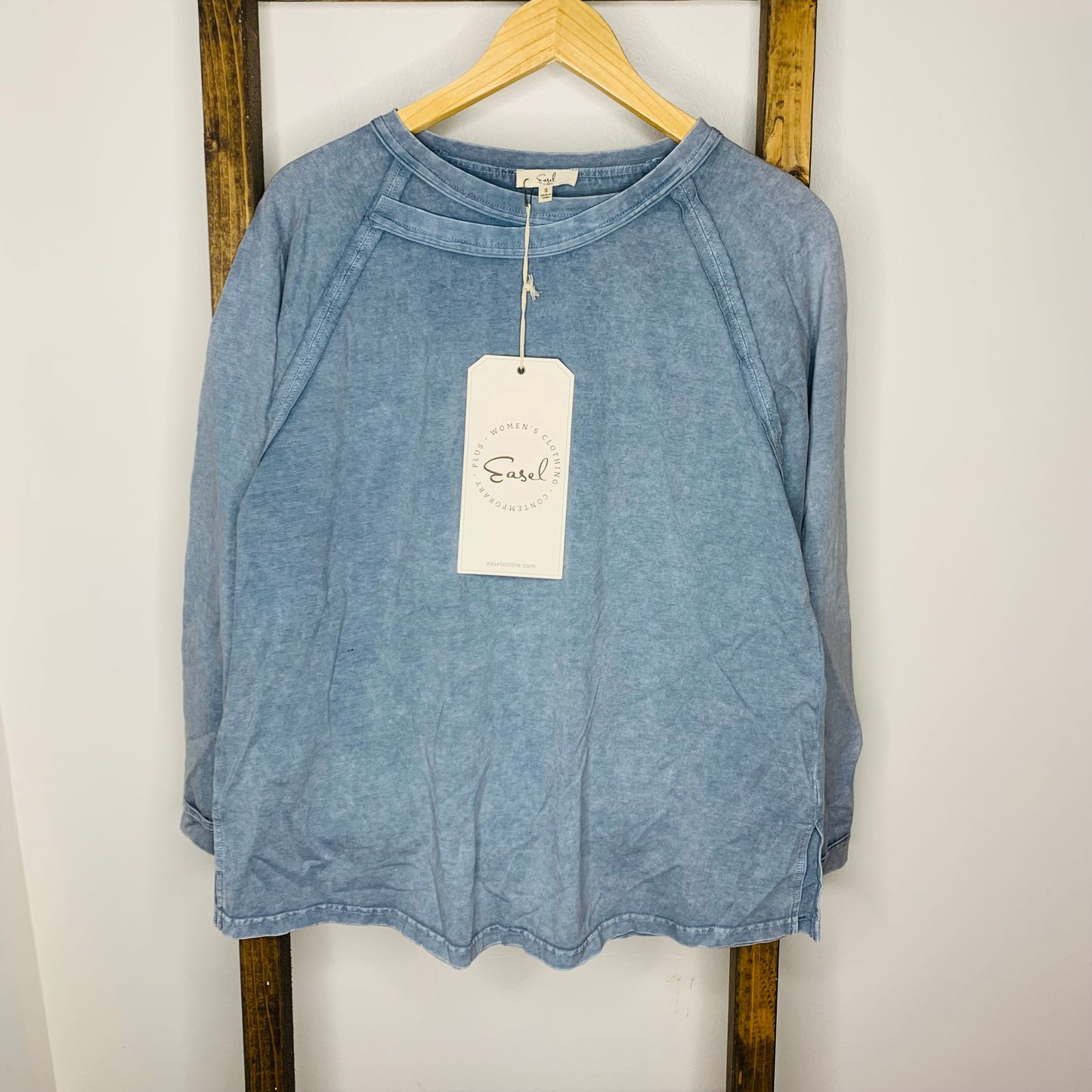 Easel Blue Mineral Wash Sweatshirt S