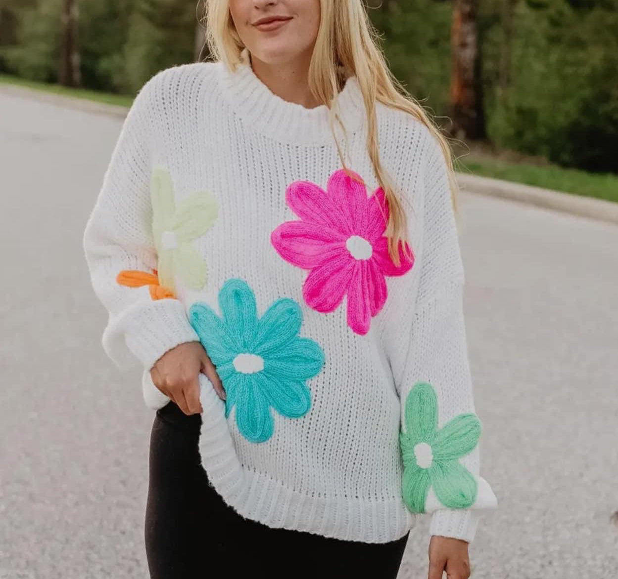 Katydid Oversized Knit Daisy Sweater