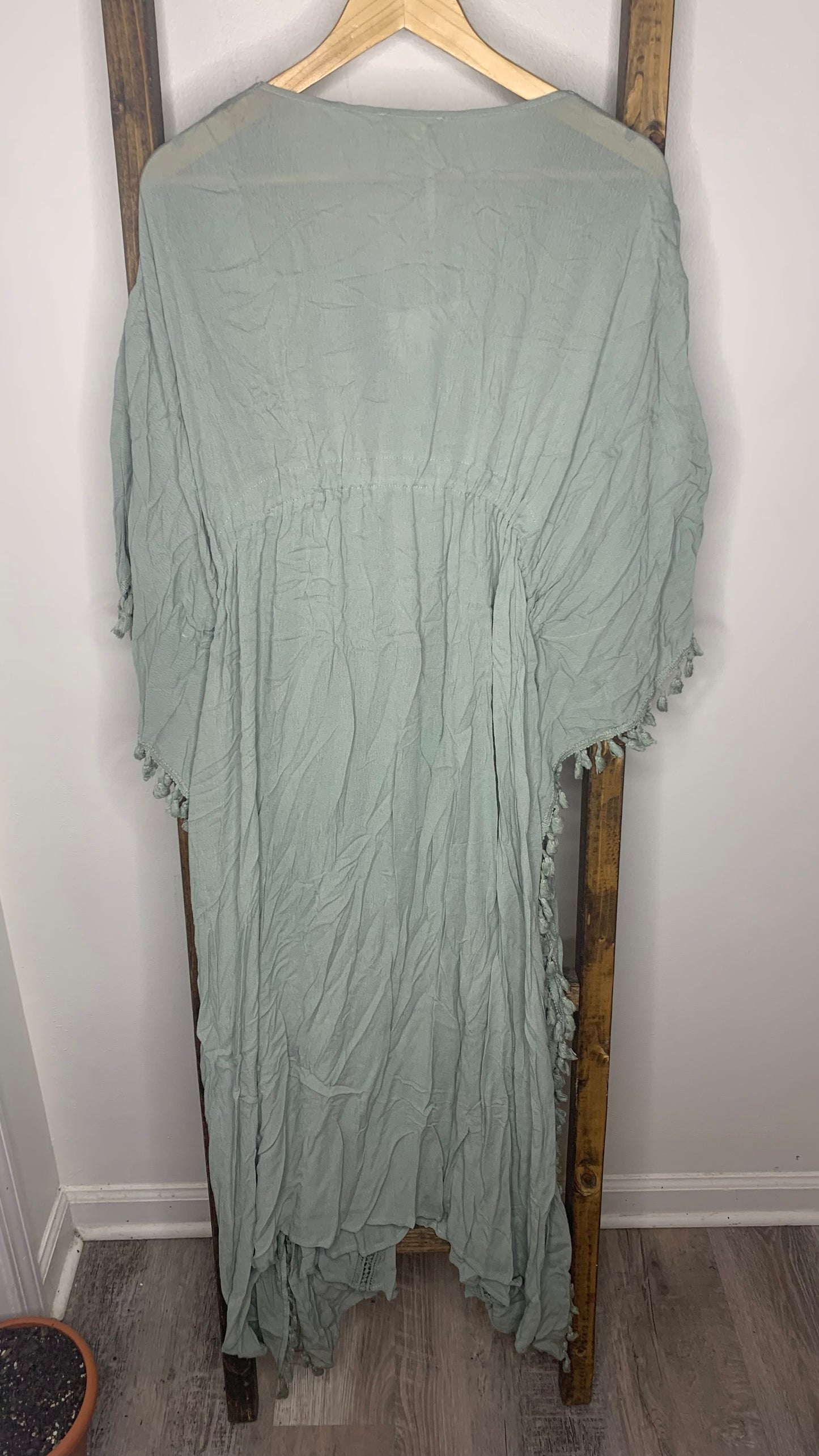 Easel Dusty Green Boho Maxi Dress S