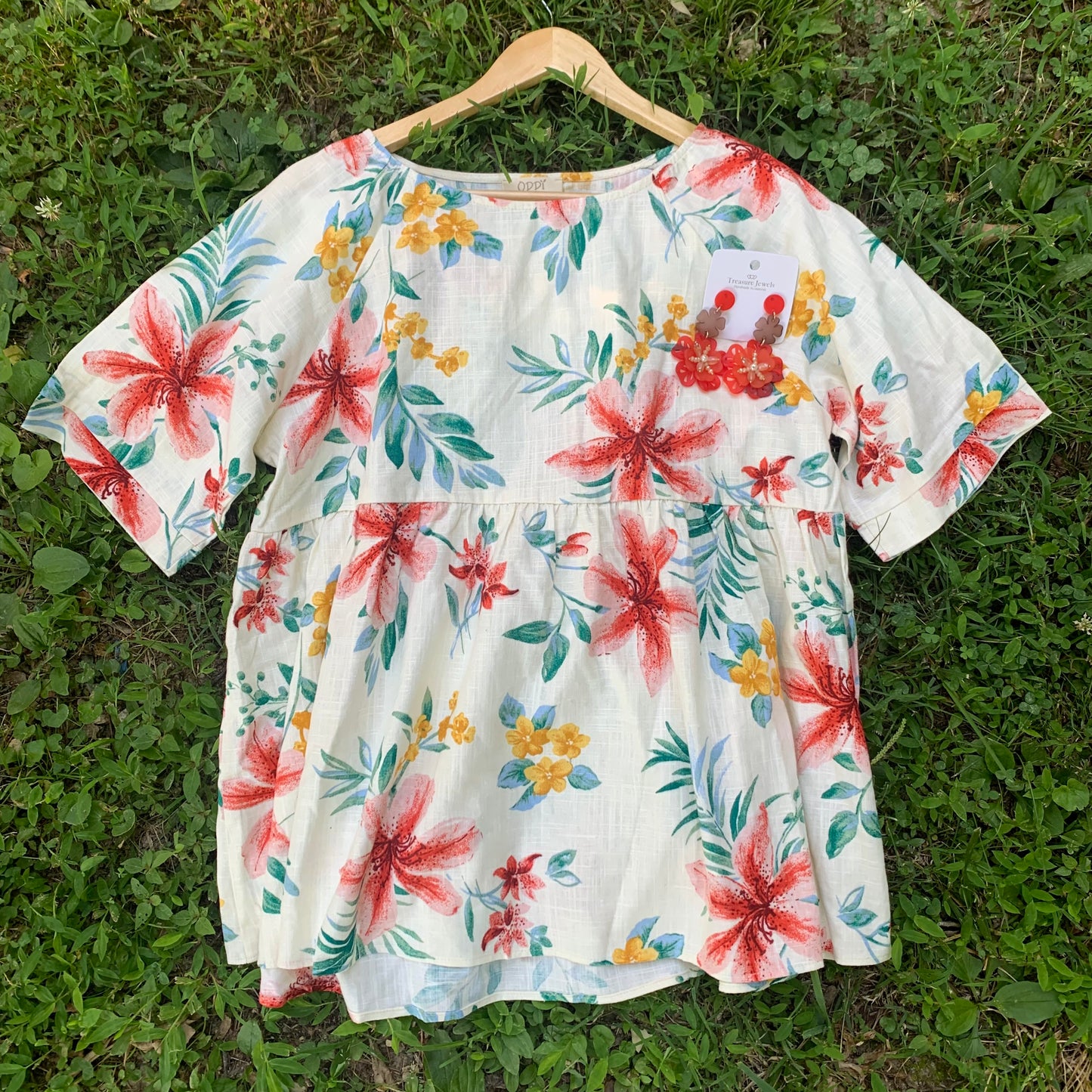 Hibiscus Blossom Babydoll Blouse