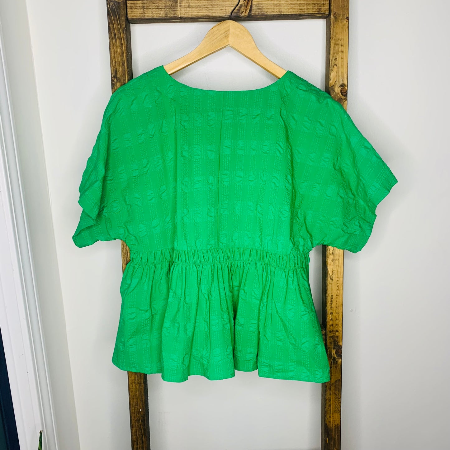 Easel Green Babydoll Blouse S