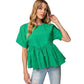 Easel Green Babydoll Blouse S