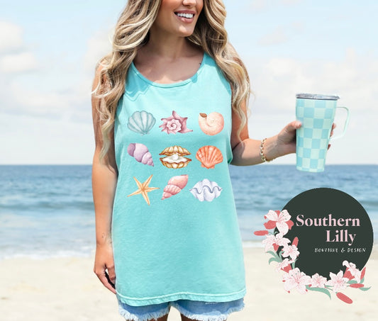 Seashells Comfort Colors Tank Top