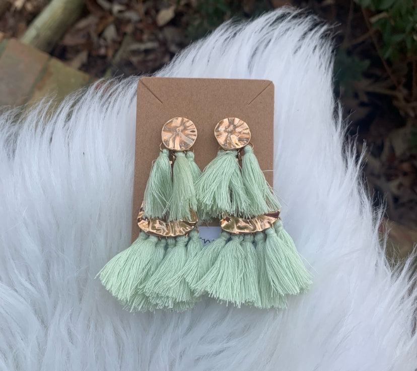 Mint Tassel Earrings