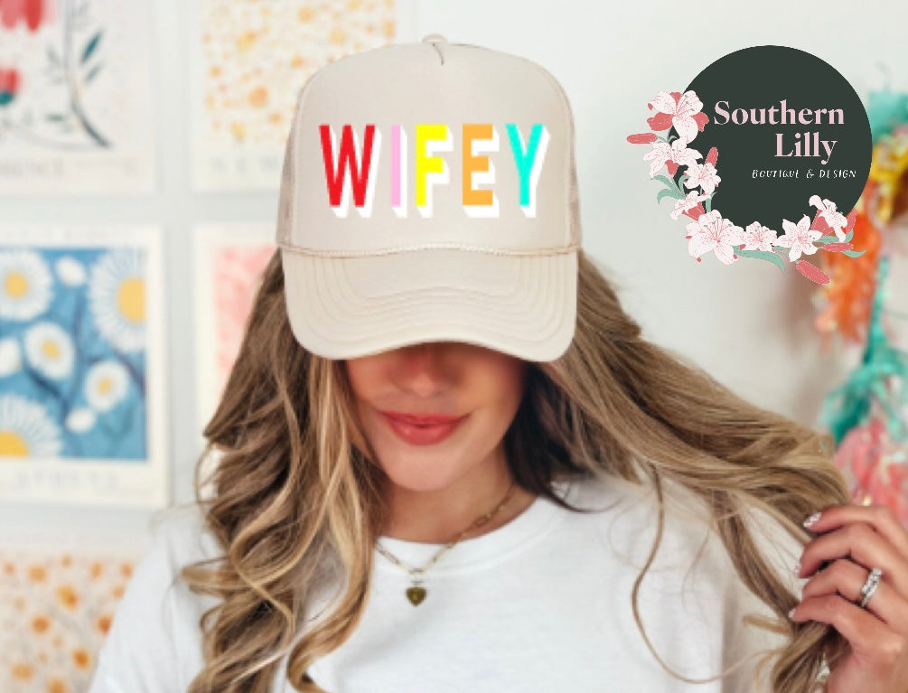 Wifey Block Font Otto Trucker Hat