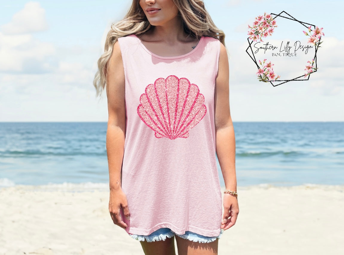 Glitter Shell Comfort Colors Tank Top