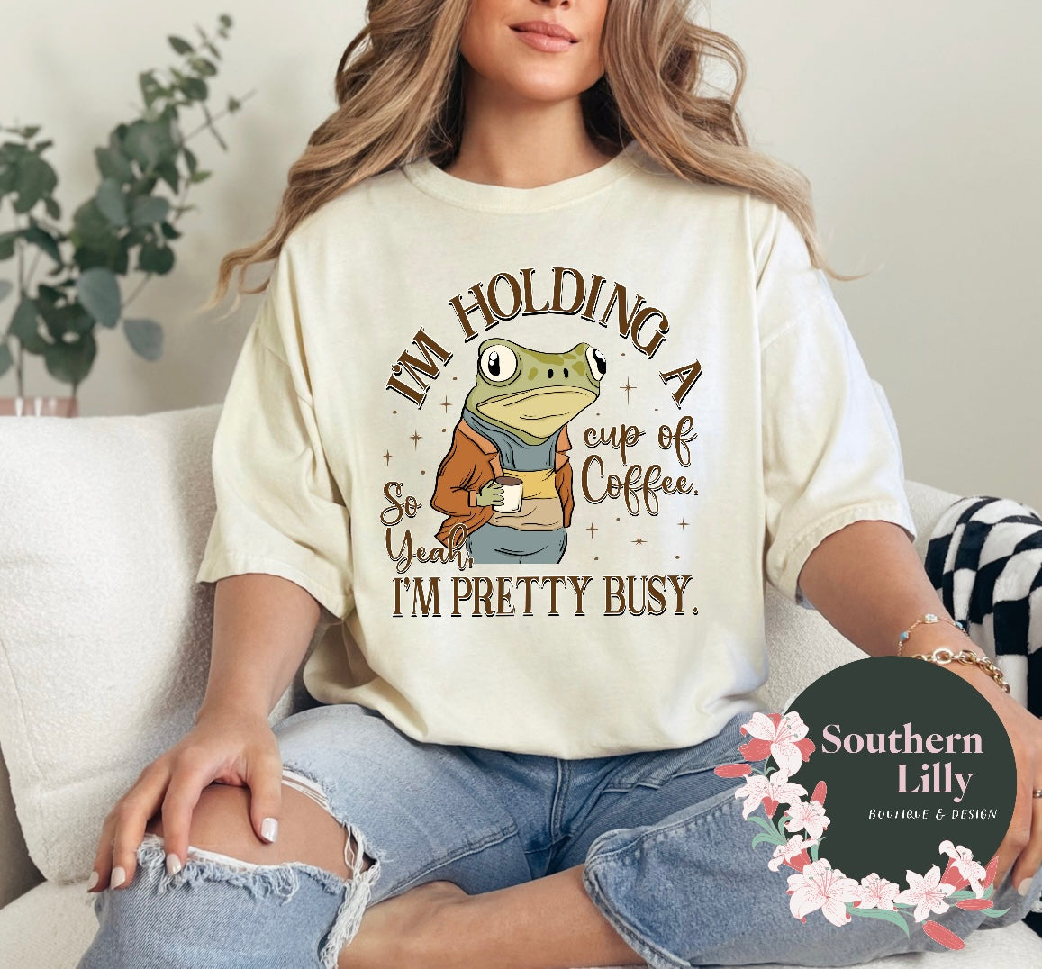 I’m Holding a Coffee So I’m Busy Comfort Colors T-Shirt