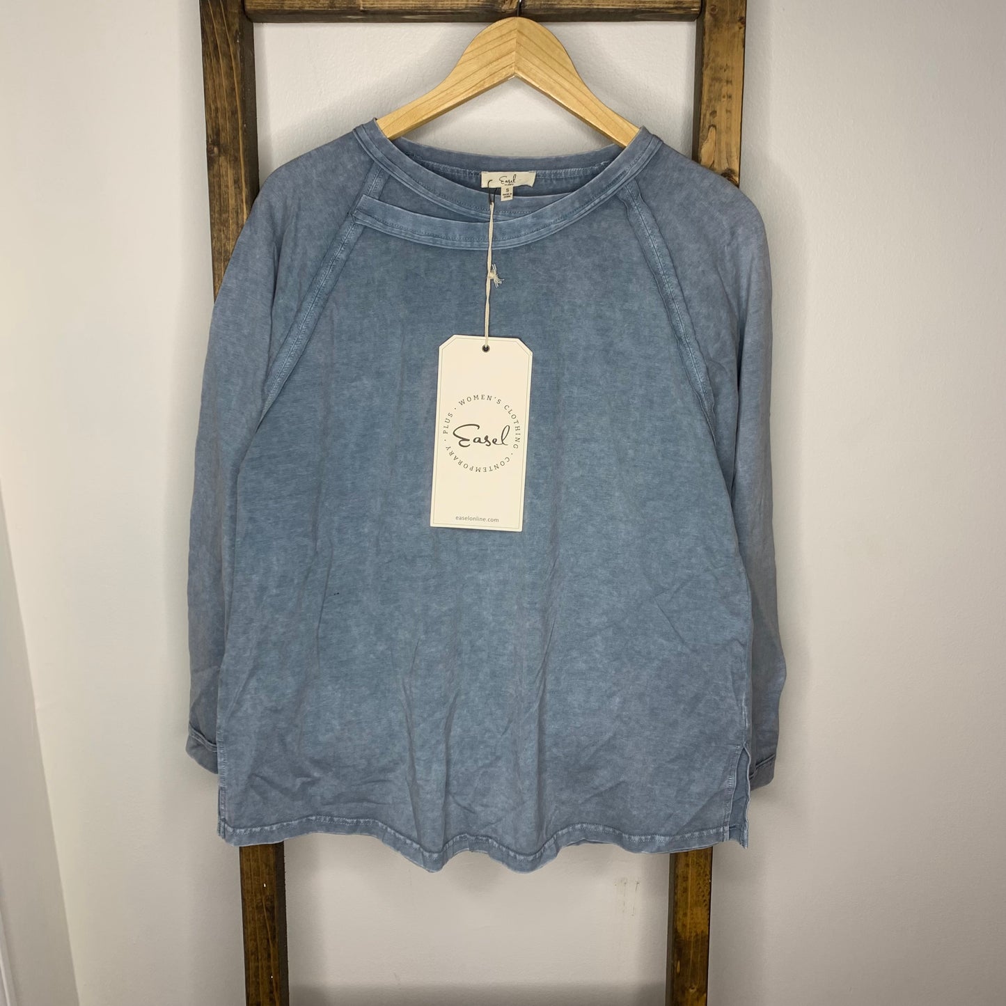 Easel Blue Mineral Wash Sweatshirt S