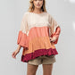 Easel Tiered Colorblock Blouse S