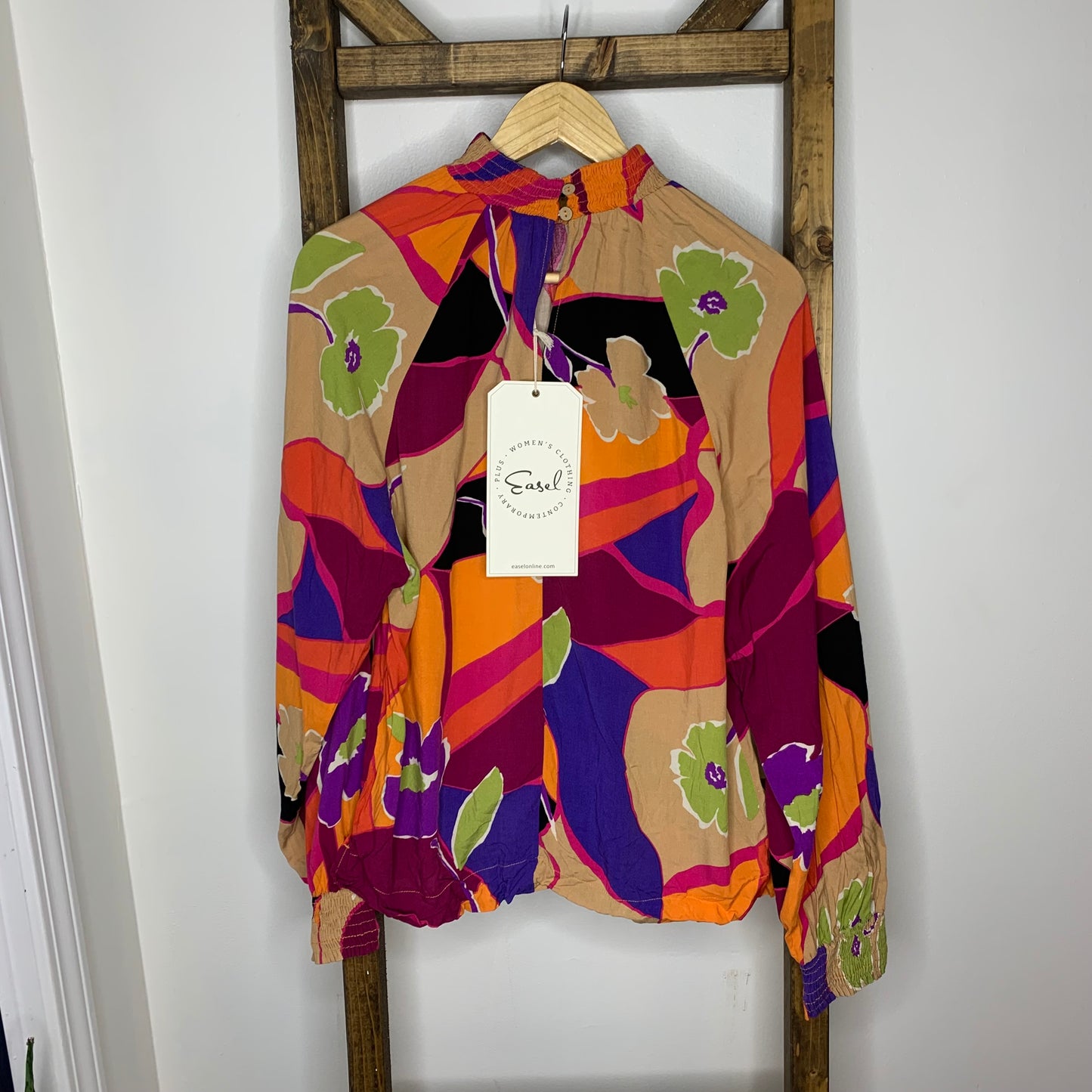 Easel Colorful Print Blouse S