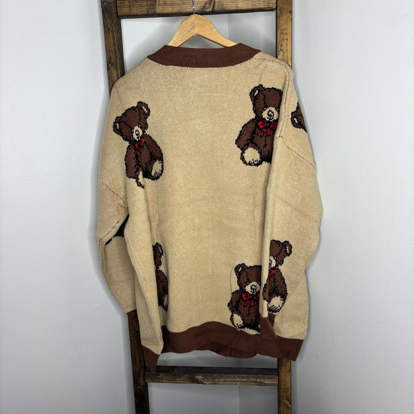 Teddy Bear Cardigan Cozy Neutral Button-Up Sweater for Fall & Winter