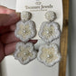 Treasure Jewels Beaded White and Cream Floral Earrings