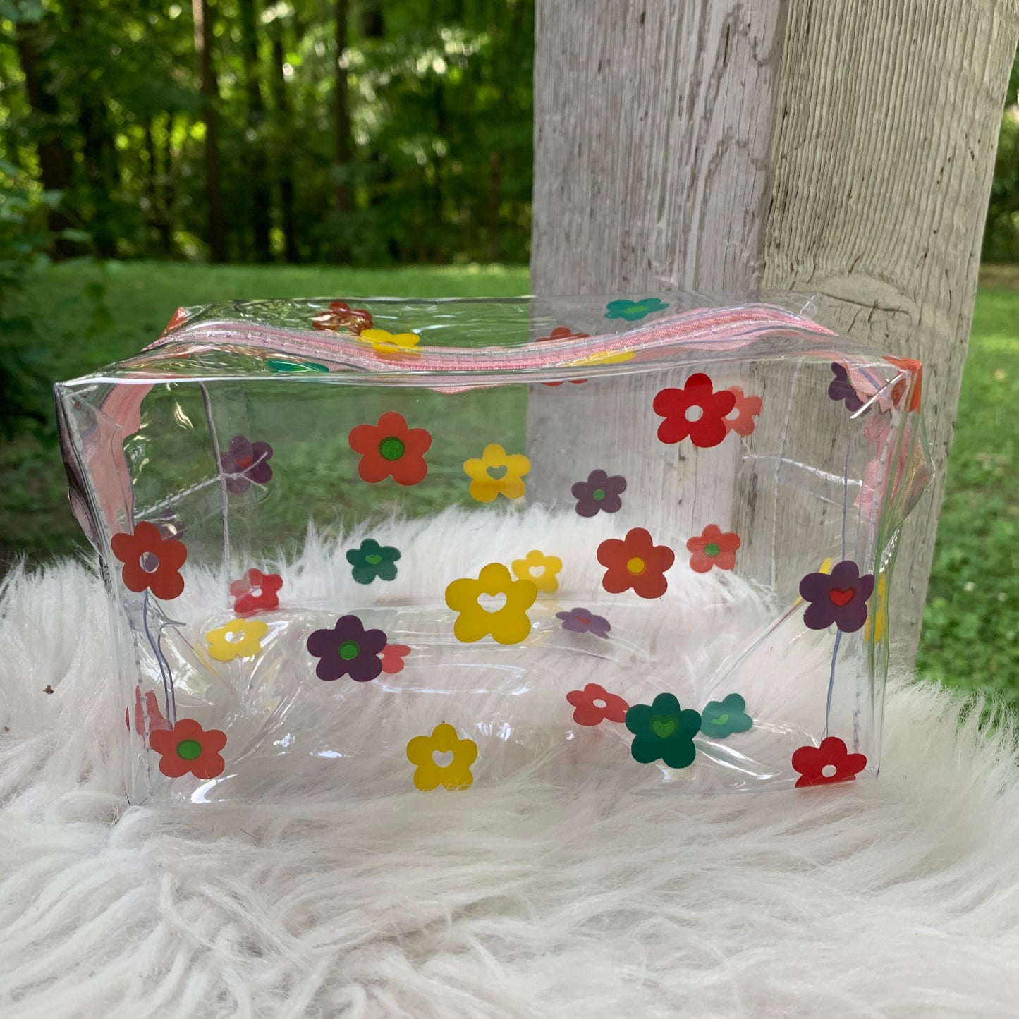 Flower Print Clear Cosmetic Bag/Pencil Pouch Bag