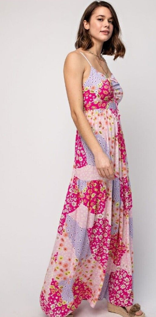 Easel Maxi Boho Patterned Dress S