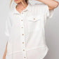 Easel White Gauze Button Down Shirt S