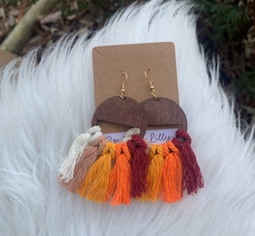 Wooden Tassel Fall Earrings