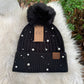 C.C Beanie Fleece Lined Pearl Studded Beanie Hat