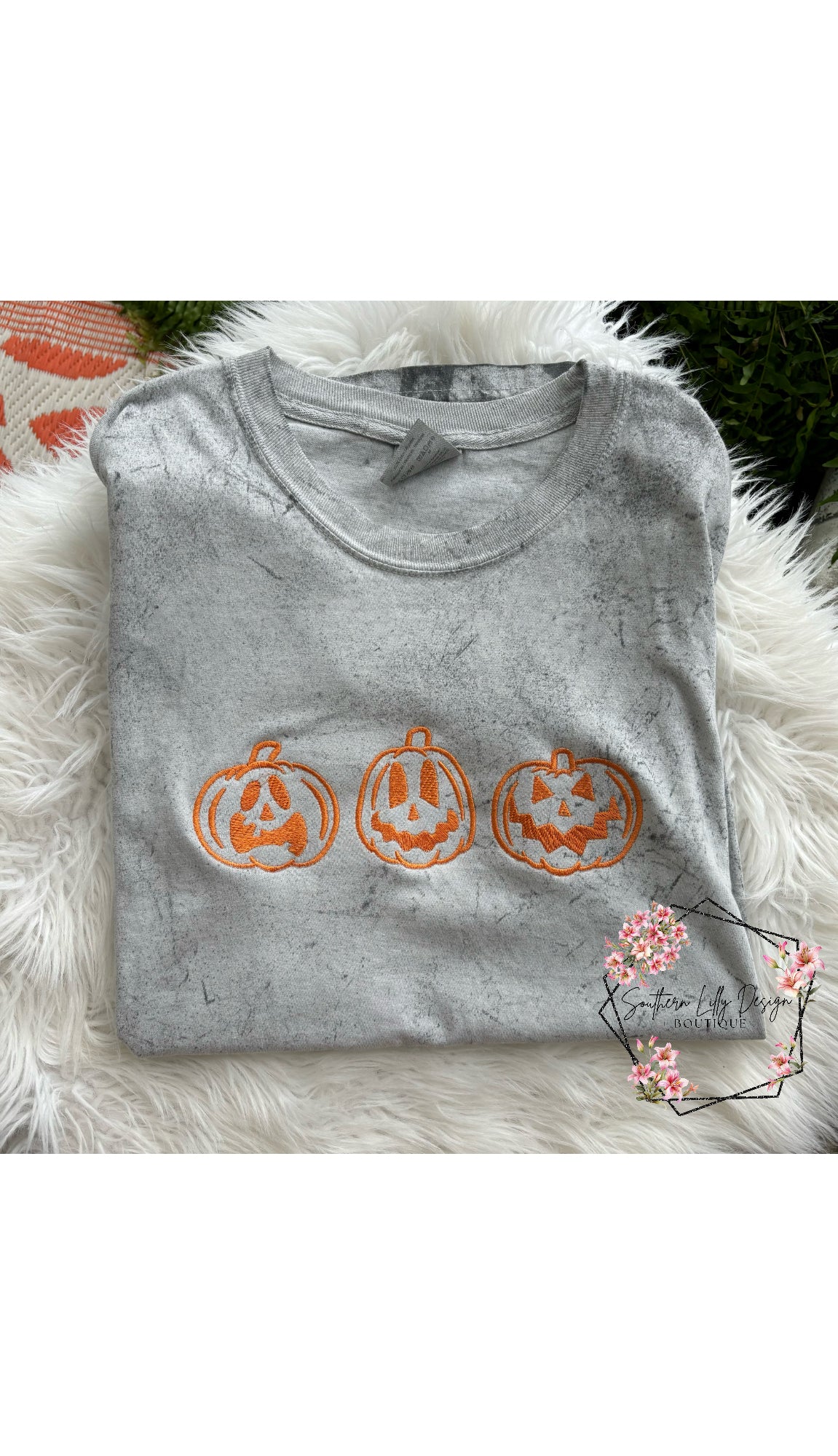 Spooky Pumpkins Embroidered Comfort Colors T-Shirt