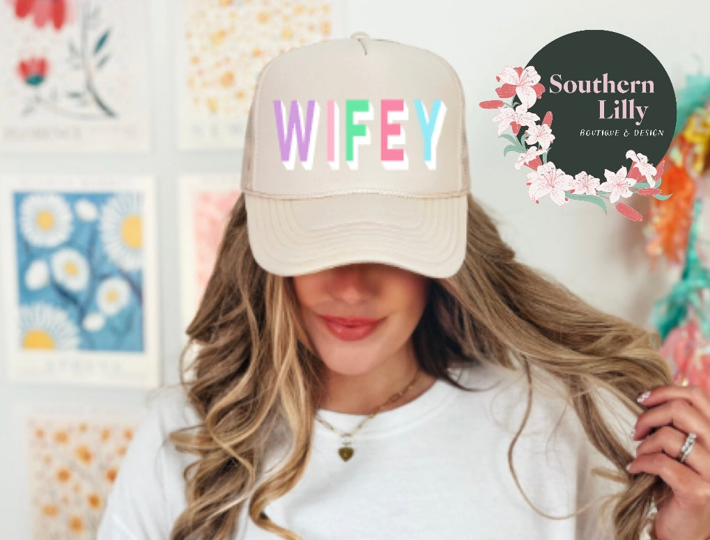 Wifey Block Font Otto Trucker Hat